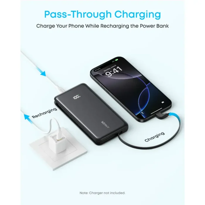 Anker Zolo Power Bank 20,000mAH 22.5W Built-In USB-C Cable - Black - (Etisal) - Image 5