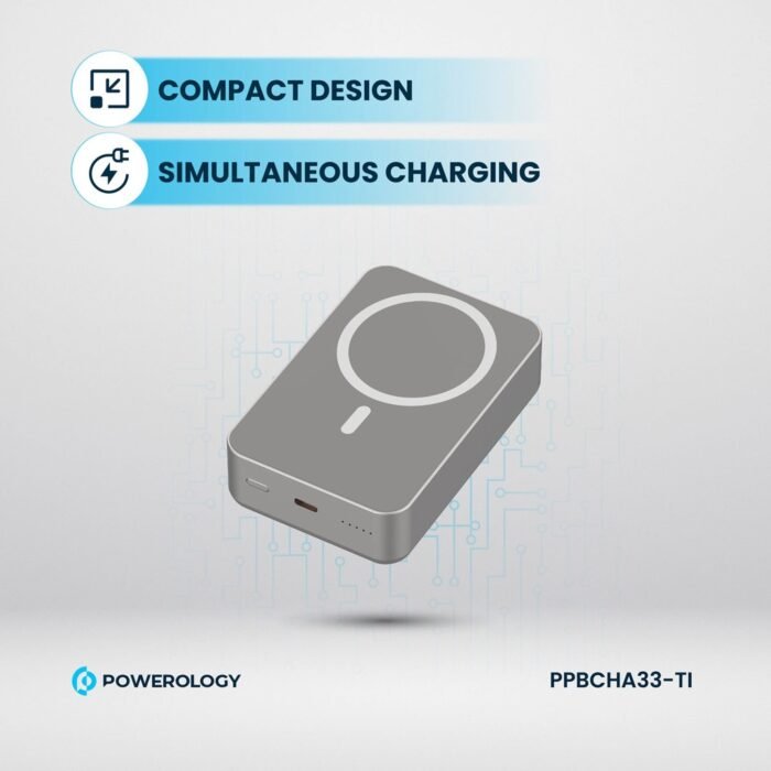 Powerology 20000 mAh 20W PD & 15W Magsafe Powerbank - Titanium - Image 8