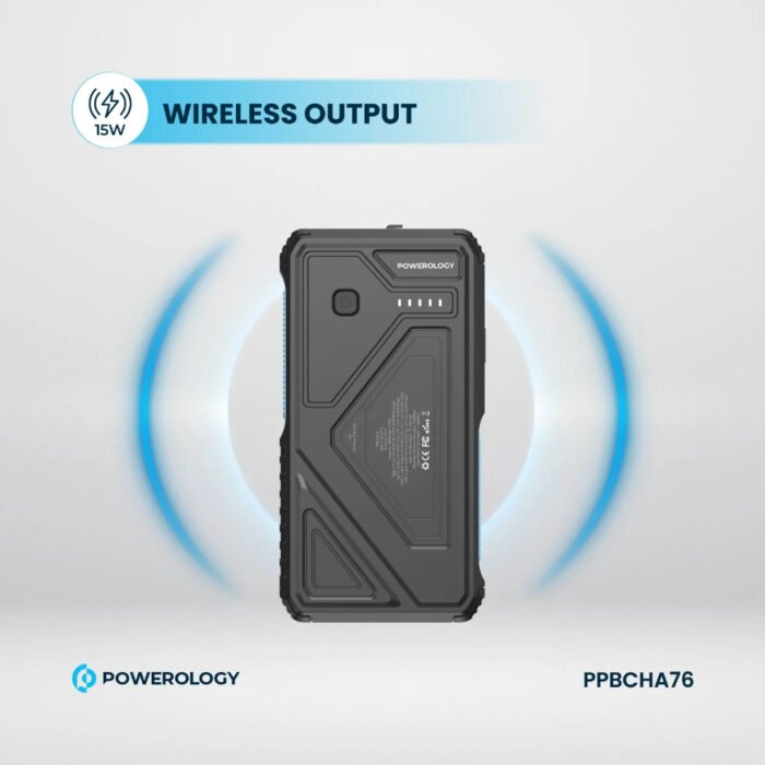 Powerology 20000mah Power Bank With Led Built-In Retractable Type-C Cable 15w Wireless Ch - Image 8
