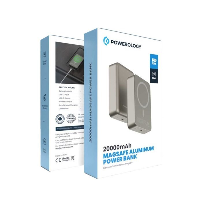 Powerology 20000 mAh 20W PD & 15W Magsafe Powerbank - Titanium - Image 2