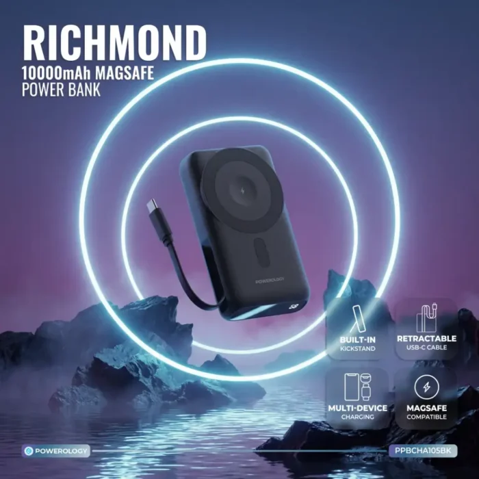 Powerology Richmond 10000mAh Magsafe Power Bank - Black - Image 6