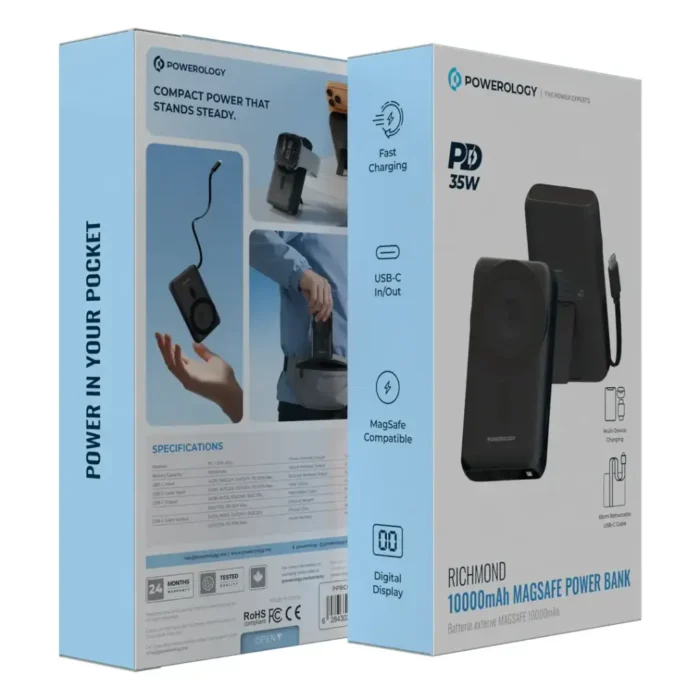 Powerology Richmond 10000mAh Magsafe Power Bank - Black - Image 2