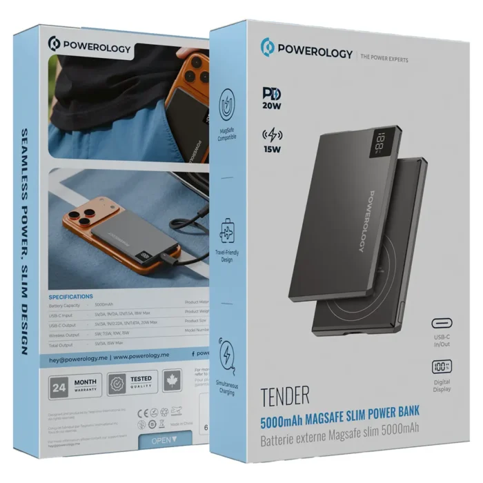 Powerology Tender 5000mAh MagSafe Slim Power Bank - Gray - Image 2