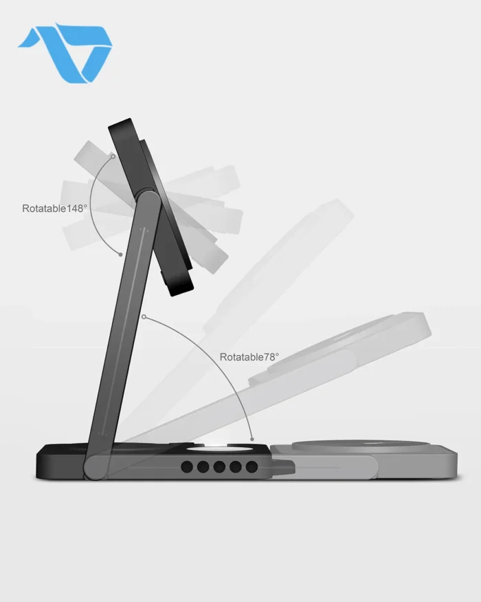 Aulumu M01 4-in-1 Folding Wireless Charging Station & Pad  Magnetic - Black - Image 5