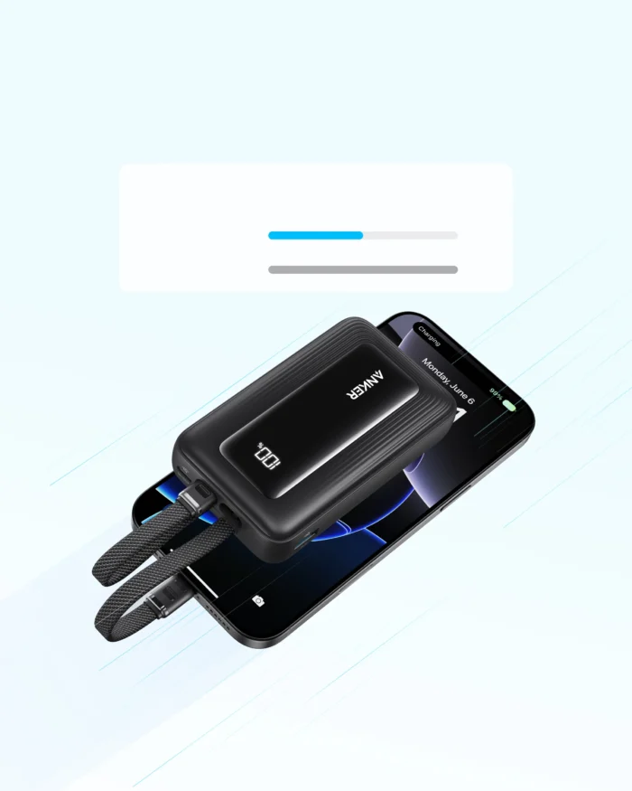 Anker Zolo Power Bank (10K,35W,Built-In Dual USB-C Cables) With 1 USB-C Port + 1 USB-A Port - Black (Etisal) - Image 5