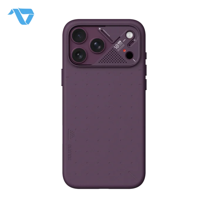 Aulumu A18 Particle Vegan Leather Case for iPhone 17/18 Pro Max - Burgundy - Image 2