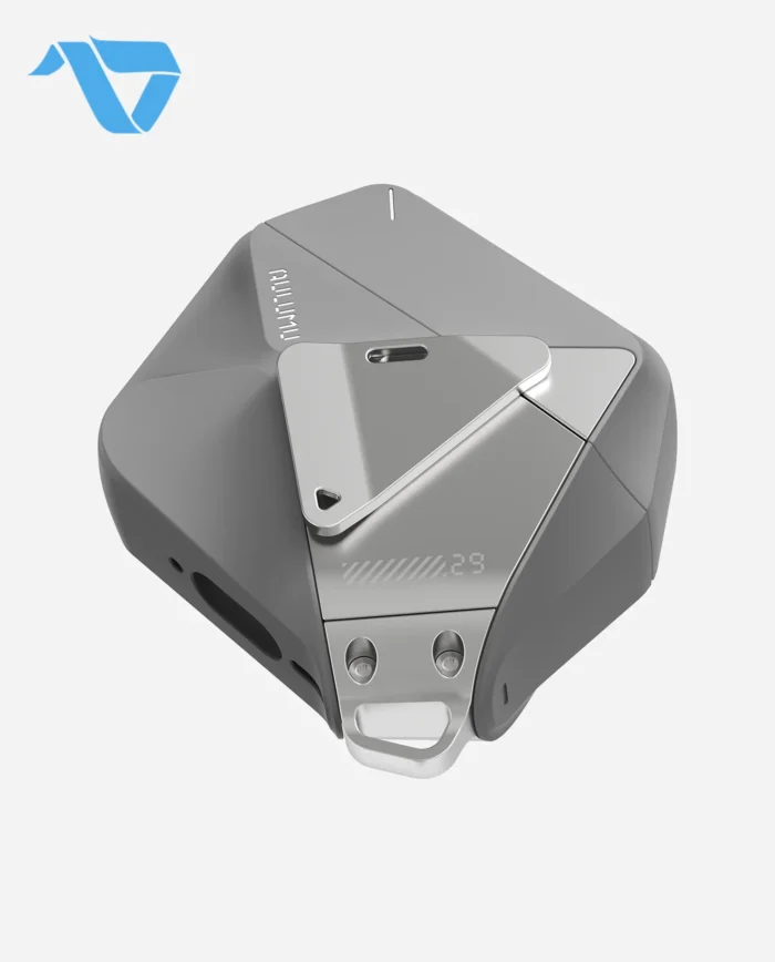 Aulumu A29 Geometric Case for AirPods 4 | Lock & Lanyard - Gray - Image 2
