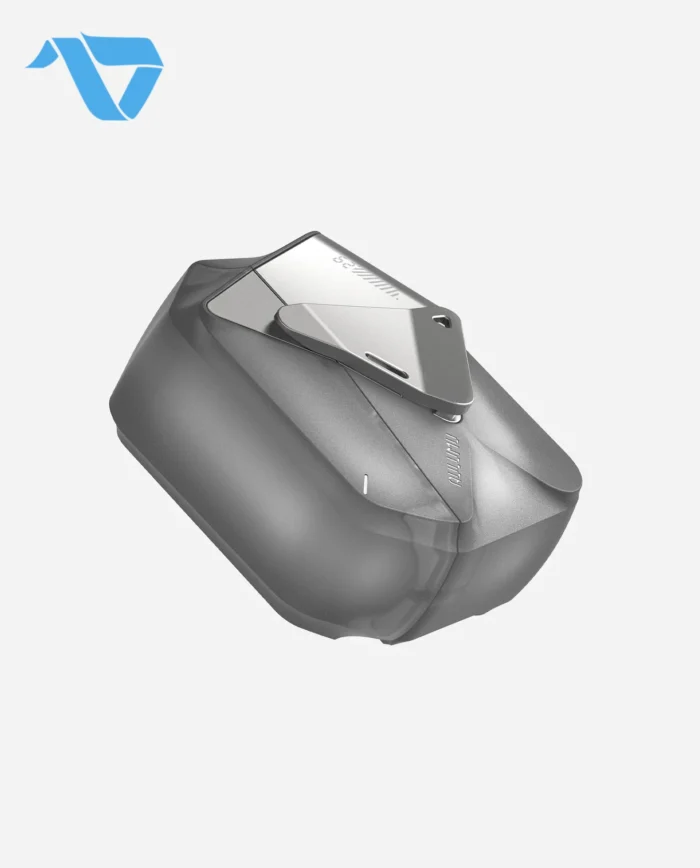 Aulumu A29 Geometric Case for AirPods 4 | Lock & Lanyard - Translucent Gray - Image 6
