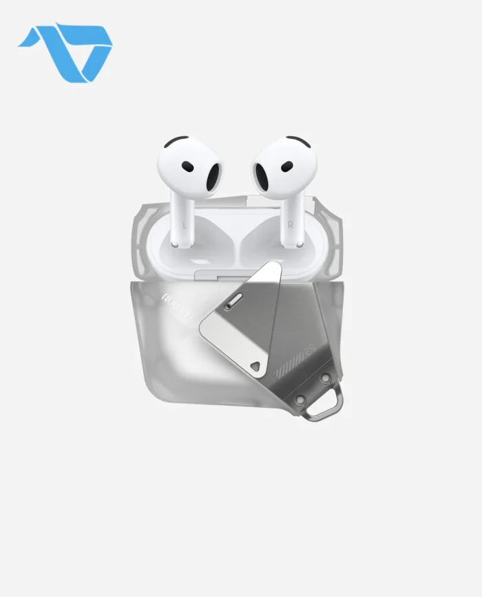 Aulumu A29 Geometric Case for AirPods 4 | Lock & Lanyard - Translucent White - Image 3