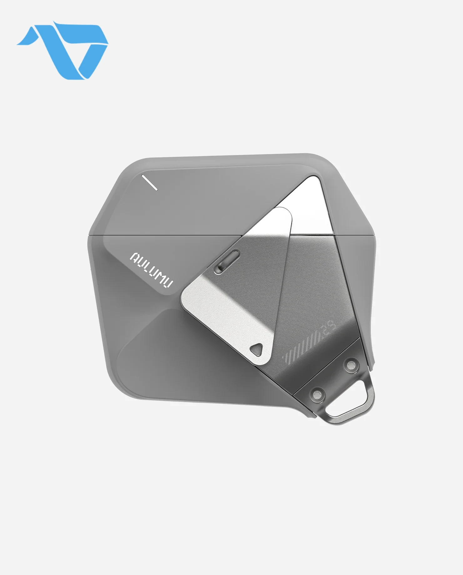 A29_22 Aulumu A29 Geometric Case for AirPods 4 | Lock & Lanyard - Gray - Image 1