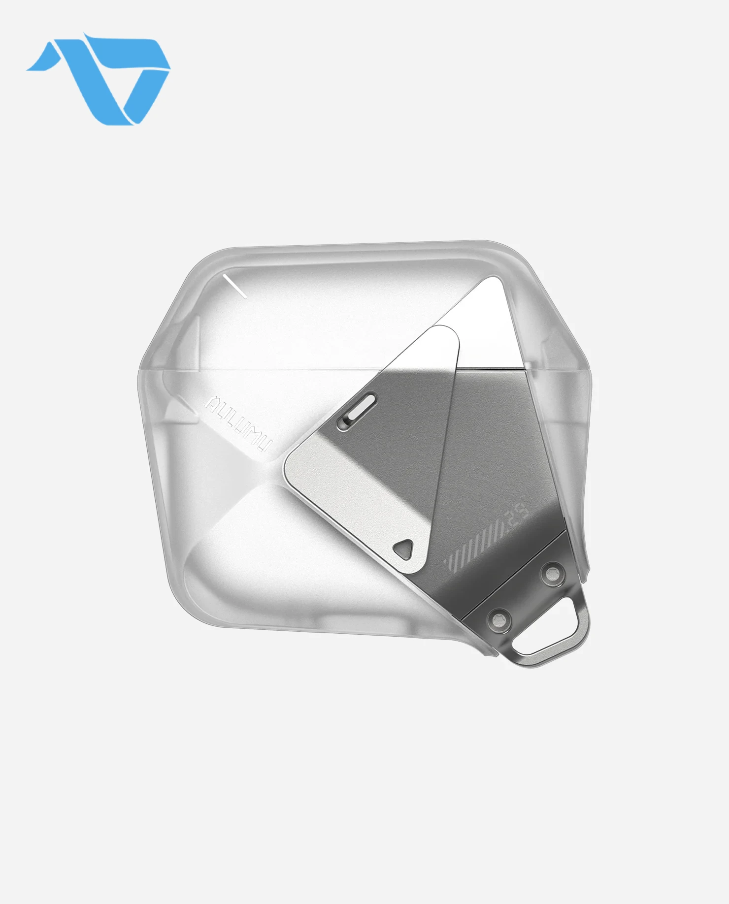 A29_24 Aulumu A29 Geometric Case for AirPods 4 | Lock & Lanyard - Translucent White - Image 1