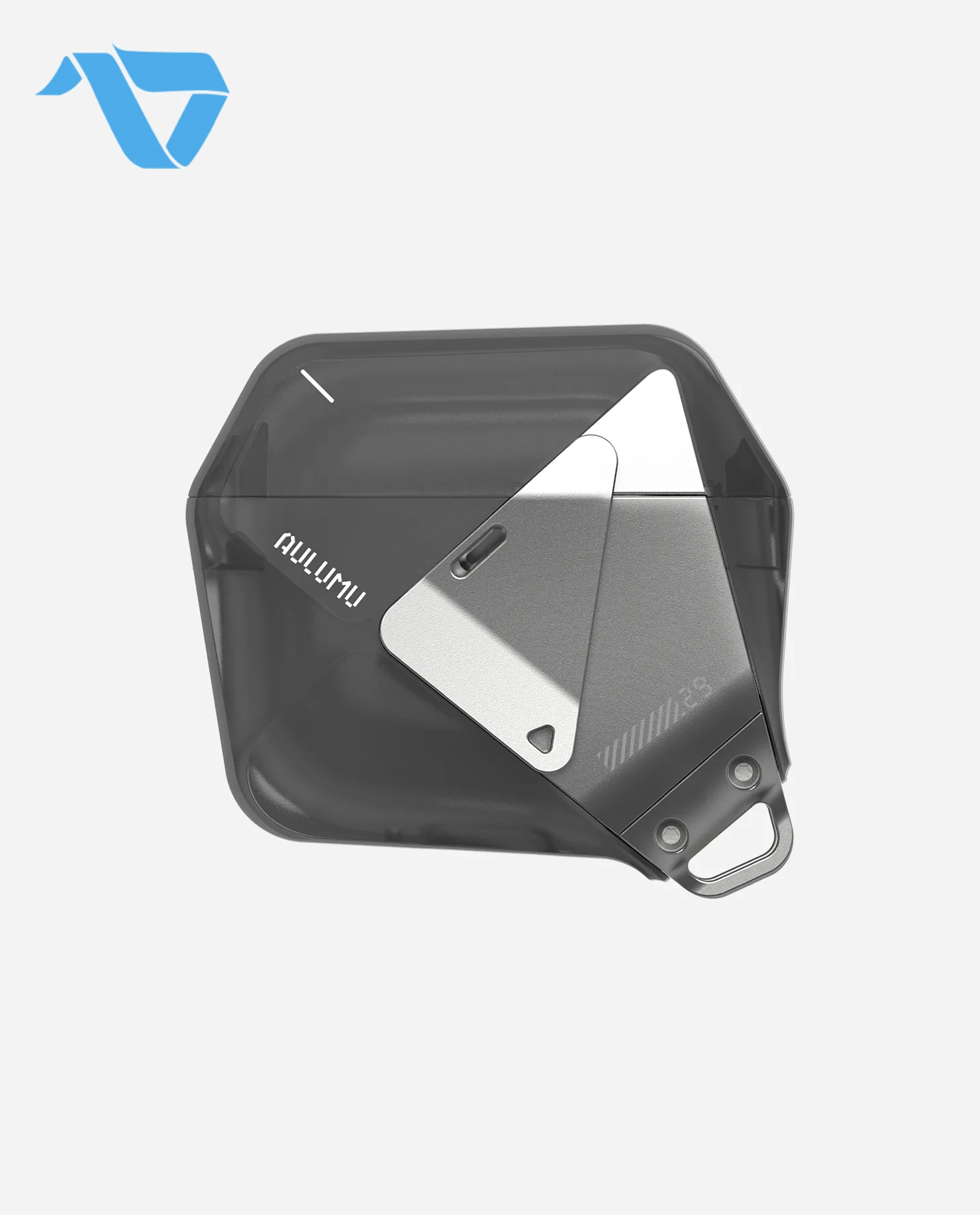 A29_25 Aulumu A29 Geometric Case for AirPods 4 | Lock & Lanyard - Translucent Gray - Image 1