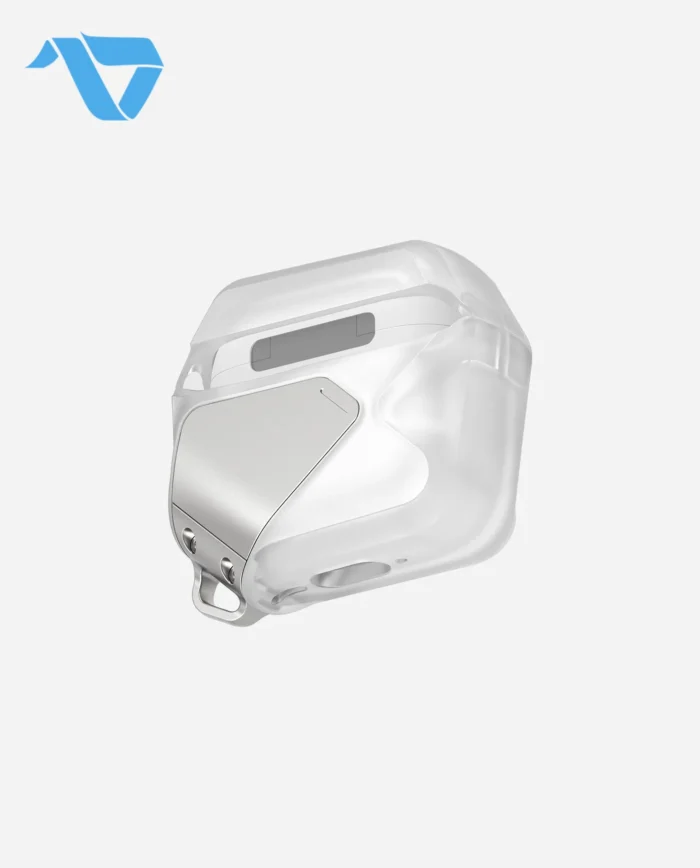Aulumu A29 Geometric Case for AirPods 4 | Lock & Lanyard - Translucent White - Image 6