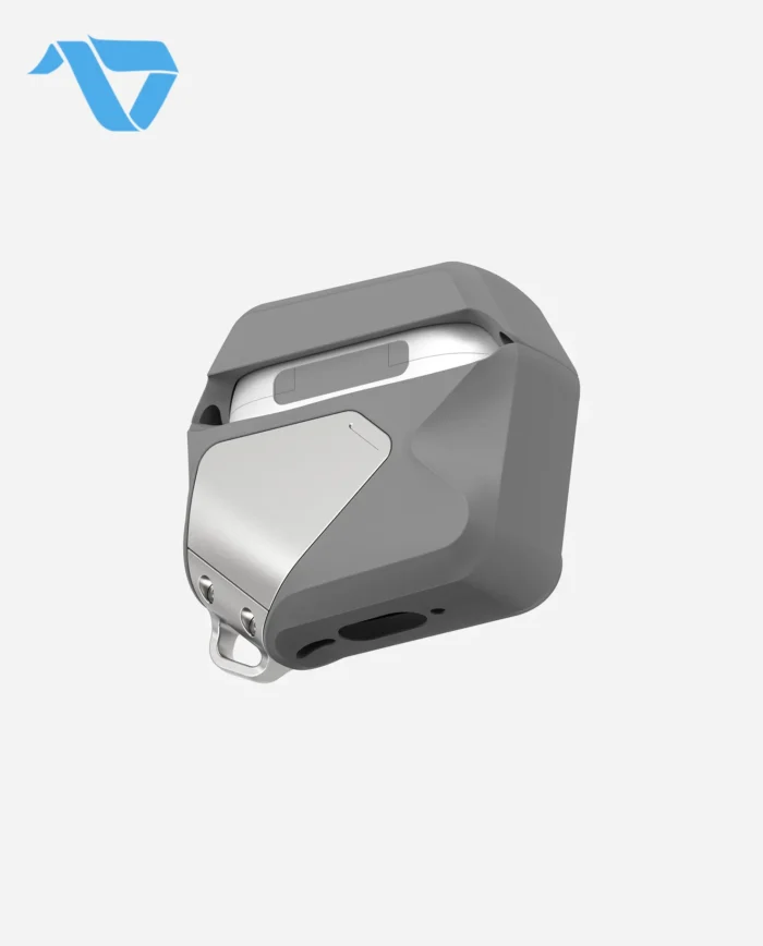 Aulumu A29 Geometric Case for AirPods 4 | Lock & Lanyard - Gray - Image 5