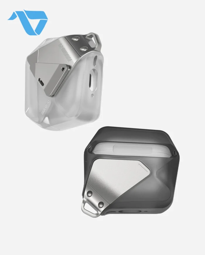 Aulumu A29 Geometric Case for AirPods 4 | Lock & Lanyard - Translucent White - Image 8