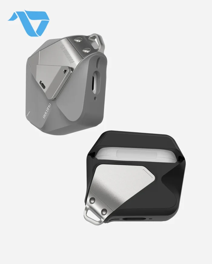 Aulumu A29 Geometric Case for AirPods 4 | Lock & Lanyard - Gray - Image 8