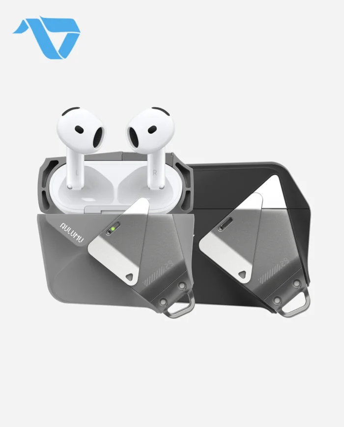 Aulumu A29 Geometric Case for AirPods 4 | Lock & Lanyard - Gray - Image 9