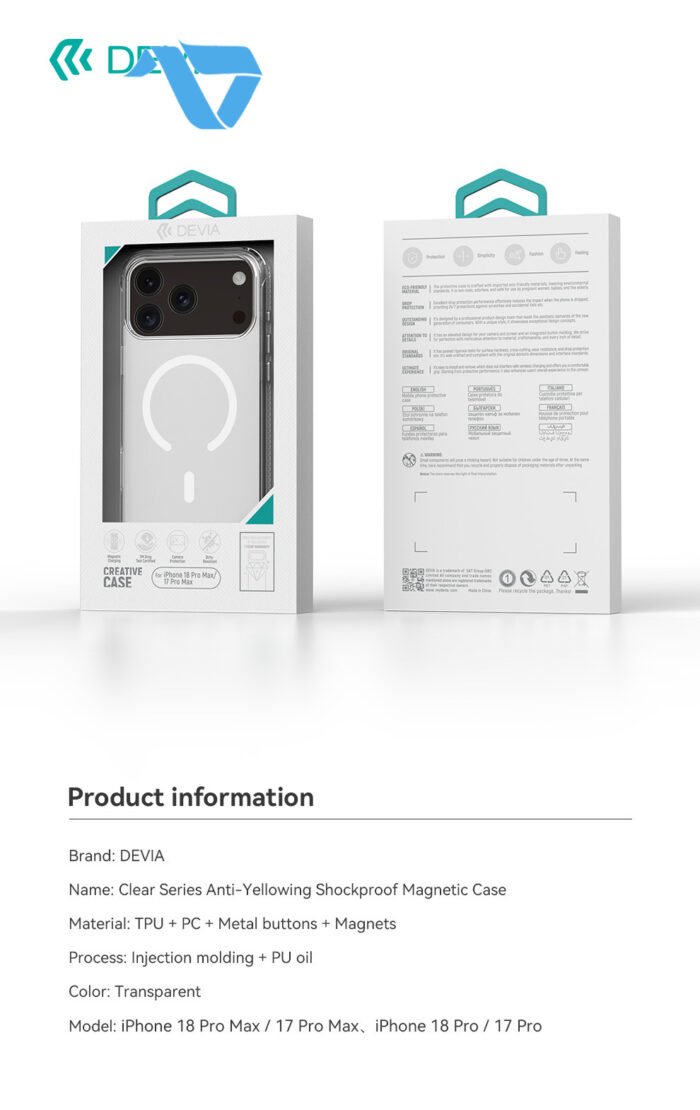 ⁦DEVIA Clear Series Anti-Yellowing Magnetic Case iPhone 18 Pro Max⁩ - الصورة ⁦10⁩