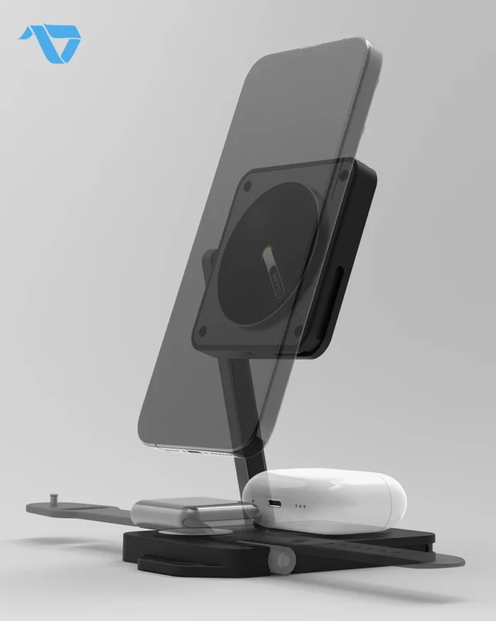 Aulumu M01 4-in-1 Folding Wireless Charging Station & Pad  Magnetic - Black - Image 3