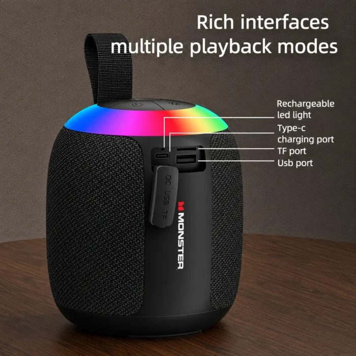 Monster AirRock S07 Pro – Laser Light Colorful Wireless Speaker Black - Image 5