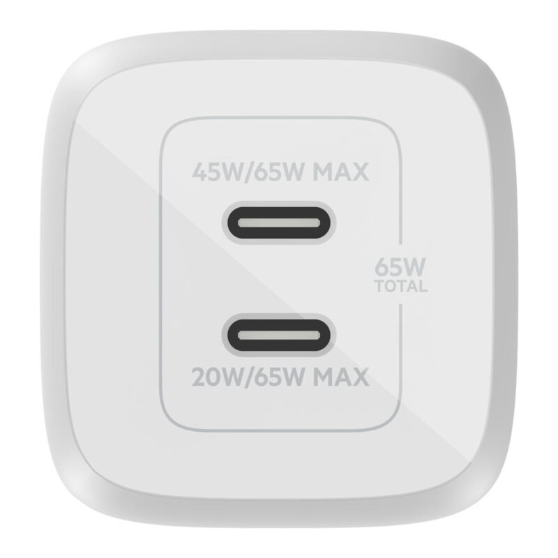 Belkin BoostCharge Pro Dual USB-C GaN Wall Charger 65W with PPS