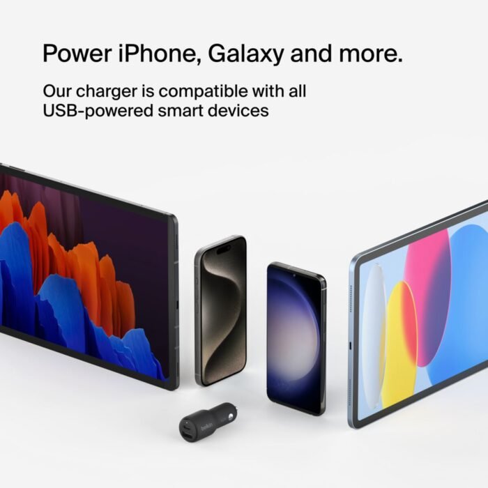 Belkin BoostCharge Dual Car Charger 42W USB-C PD + USB-A – Black