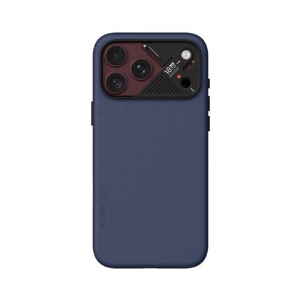 Aulumu A18 Particle Vegan Leather Case for iPhone 17/18 Pro Max - Abyss Blue on iPhone 18 Pro Max Burgundy