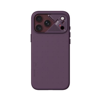 Aulumu A18 Particle Vegan Leather Case for iPhone 17/18 Pro Max - Burgundy on iPhone 18 Pro Max Burgundy