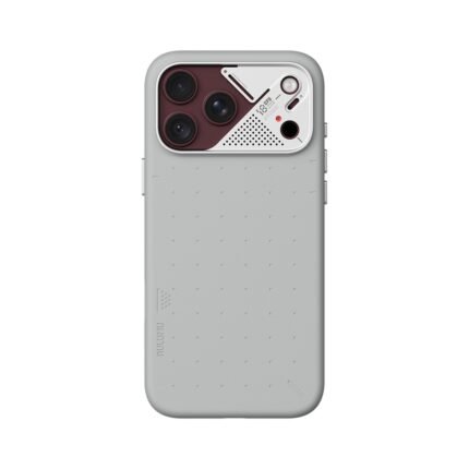 Aulumu A18 Particle Vegan Leather Case for iPhone 17/18 Pro Max - Cosmic Gray on iPhone 18 Pro Max Burgundy