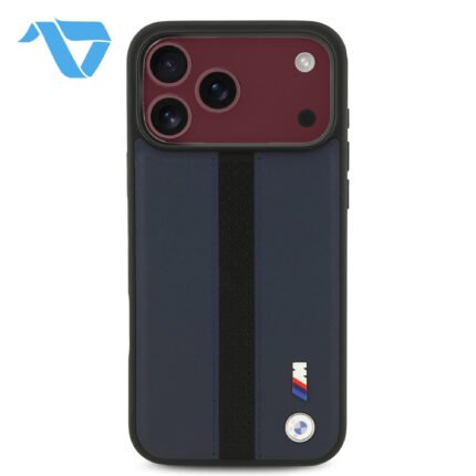 bmw-pu-leather-case-with-perforated-stripes-metal-logos-for-iphone-18-pro-max-navy-on-burgundy-iphone
