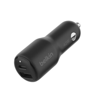 Belkin BoostCharge Dual Car Charger 42W USB-C PD + USB-A – Black