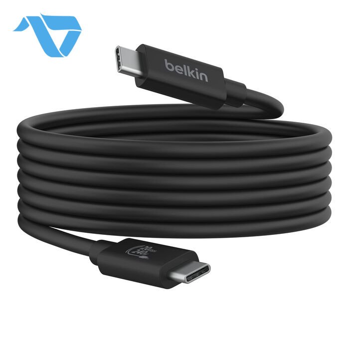 f339b1d8d0f7b34_INZ004bt2MBK_USB4_Cable_Hero_WEB Belkin Connect USB4 Cable, 240W and 20Gbps, 6.6 ft (2M) - Black - الصورة 1