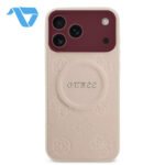 Guess iPhone  17/18 Pro Max Back cover case - Magsafe PU Leather - Peony Hot Stamp - Pink