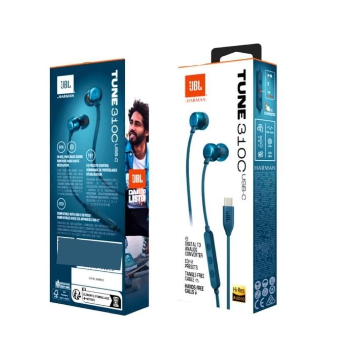 ⁦JBL Tune 310C USB-C Wired Hi-Res In-Ear Headphones - Blue⁩ - الصورة ⁦6⁩