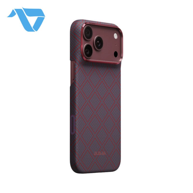 Pitaka Edge Case for iPhone 17/18 Pro Max – Blue’s Red (PitaTap) on iPhone 18 Pro Max Burgundy