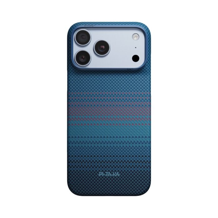 Pitaka Edge Case for iPhone 17/18 Pro Max – Midnight (PitaTap) on iPhone 18 Pro Max Glacier